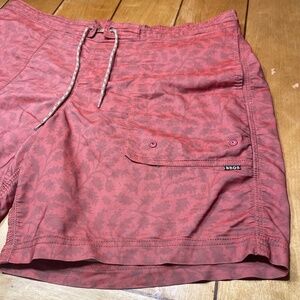 Howler Brothers Board Shorts Size 36 Floral Leaf All Over Print Adobe Red